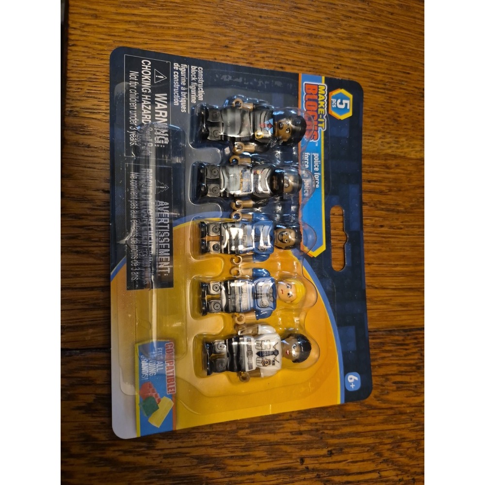 MAKE IT BLOCKS Police Force 5 Figures In Set 2 In. Toys New In Package